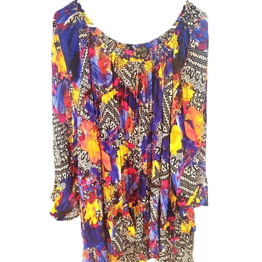 Melissa Paige Multicolor Abstract Animal Print Flowy tunic Top